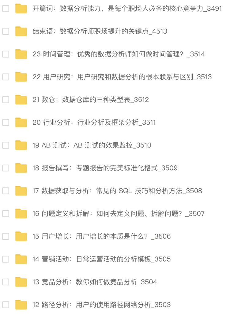 数据分析思维与实战 23 讲 | 完结
