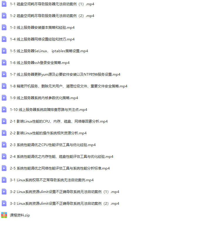 Linux运维故障排查思路与系统调优技巧视频课程 | 完结