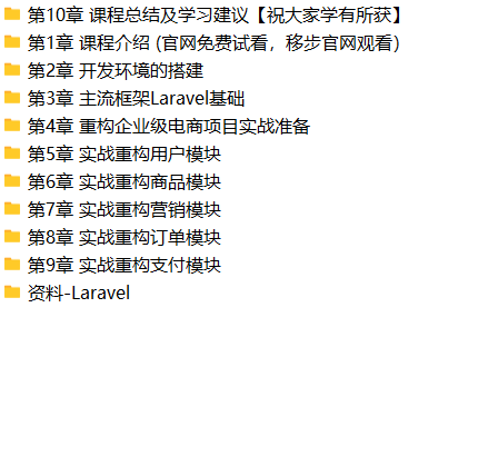 Laravel重构企业级电商项目 从根源解决重构难题,强化职场核心竞争力 | 完结