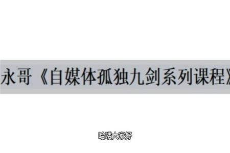 永哥《自媒体孤独九剑系列课程》