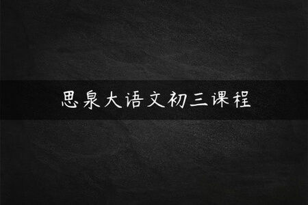 思泉初三语文